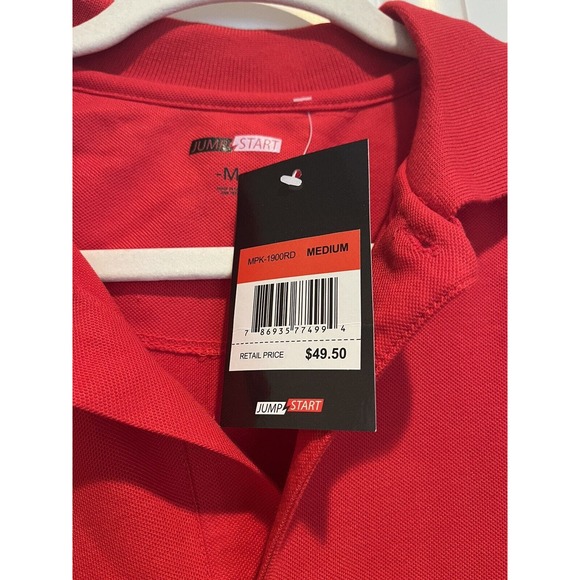 Jump Start Shirt Men's Med Red Short Sleeve Ribbed Collar $49.00 New polo - Picture 4 of 9